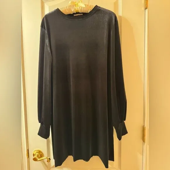 NWOT Zara Collection Black Velvet Straight Dress - Picture 2 of 6